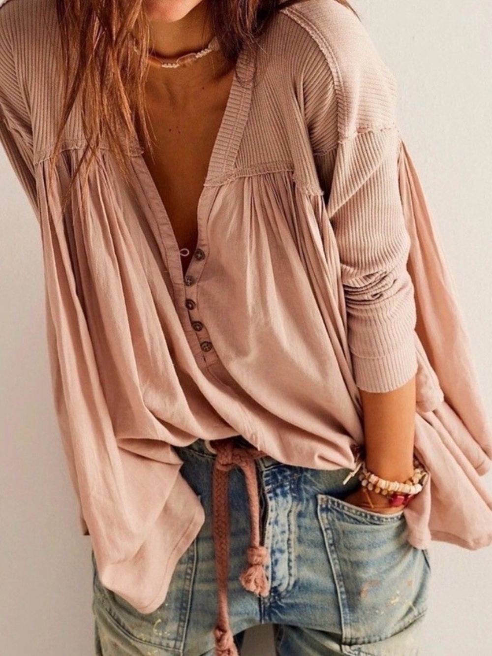 Free People We The Free Lyrical Tunic in Blush Pink